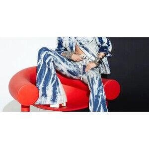 Alice & Olivia Tie Dye Jeans Bell Bottom Mid Rise Wide Leg Sz 32